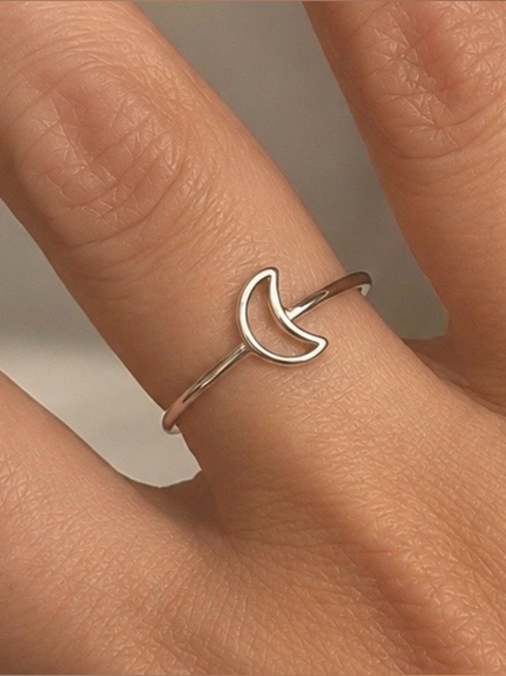 Sterling silver dainty moon ring sizes 8 and 9